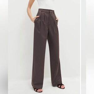 Reformation Petites Mason Pant Chocolate Stripe - Size 6P NWT
